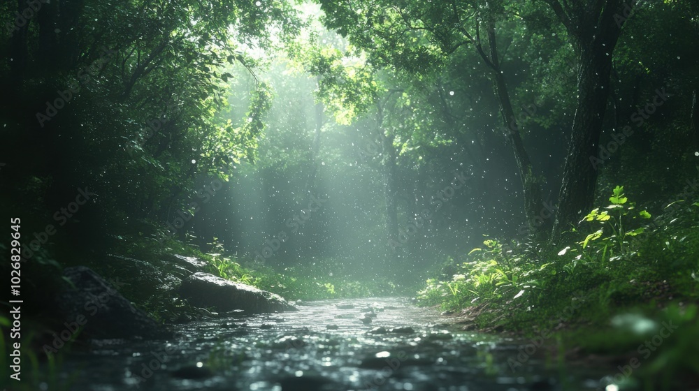 Obraz premium sunlight through the forest