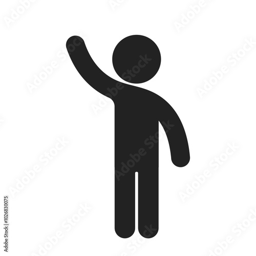Isolated pictogram kid boy wave hand, welcome, say hi icon sign