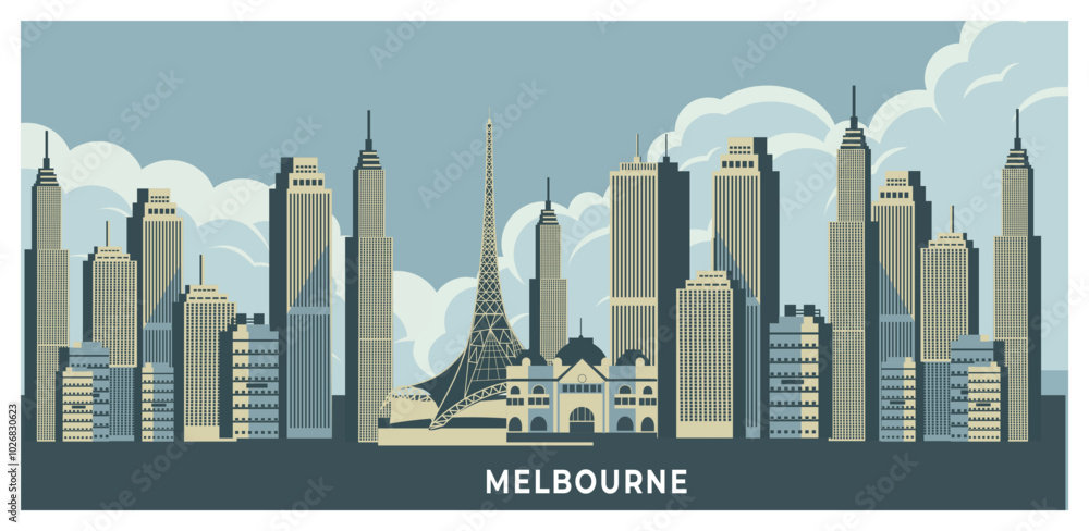 Obraz premium Melbourne city landscape background