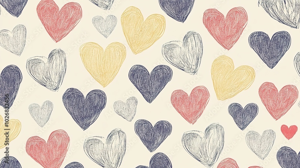 Seamless pattern of hearts in sketch style, featuring hand-drawn, detailed illustrations with a romantic and artistic flair. Perfect for textile designs, wallpapers, and creative projects, Seamless pattern of hearts in sketch style, featuring hand-drawn, detailed illustrations with a romantic and artistic flair. Perfect for textile designs, wallpapers, and creative projects,