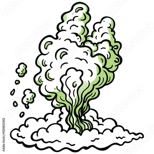 Stinky Green Smoke Toxic vector illustration isolated on a white background