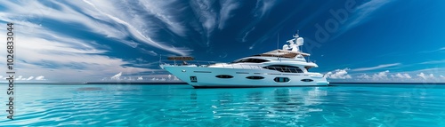 A luxury yacht with diamond accents cruising through calm waters,