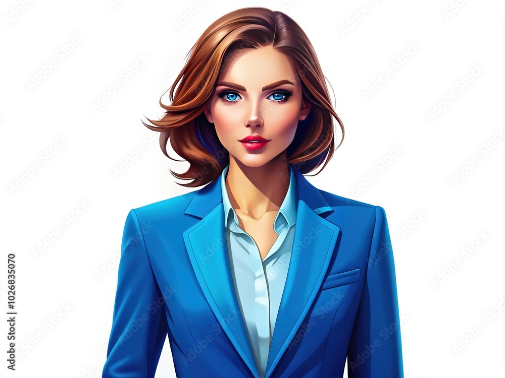 Cartoon Female Blue Blazer Flat Design Vector Illustration for Fashion and Style Concepts Cartoon Female Blue Blazer Flat Design Vector Illustration for Fashion and Style Concepts