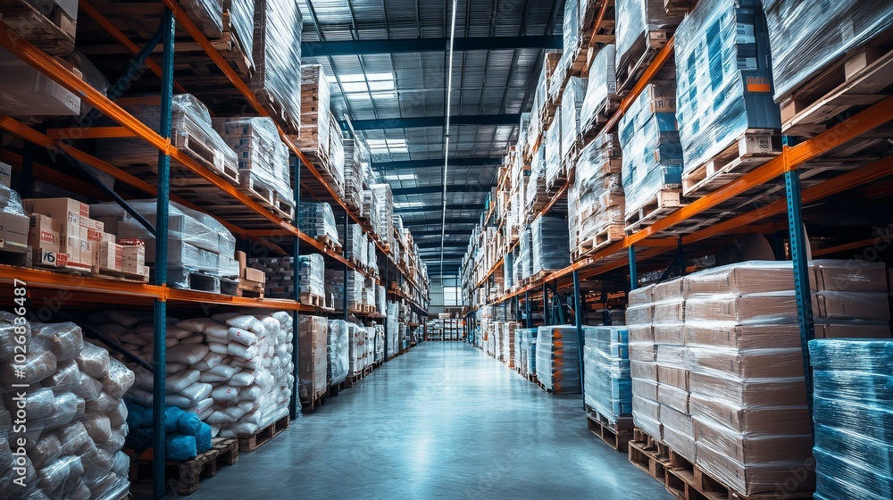 Fototapeta premium Construction Materials Warehouse with Advanced Insulation Products and Thermal Imaging Displays