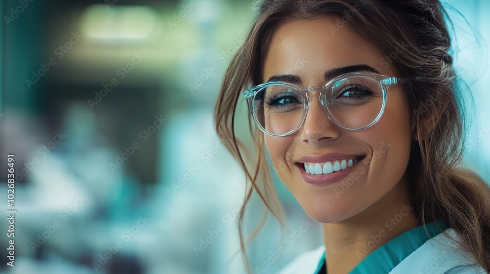 Fototapeta premium professional doctor in safety uniform, with clear glasses,