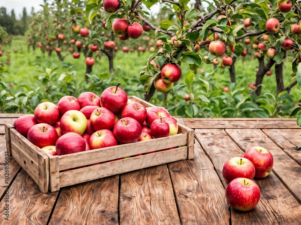 Fresh red apples on wooden table in apple farming. Fresh red apples on wooden table in apple farming.