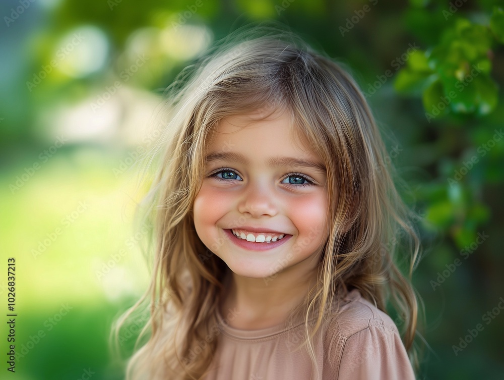 A Bright and Cheerful Portrait of a Smiling Child, Radiating Joy and Innocence A Bright and Cheerful Portrait of a Smiling Child, Radiating Joy and Innocence