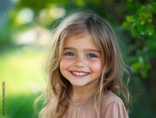 A Bright and Cheerful Portrait of a Smiling Child, Radiating Joy and Innocence