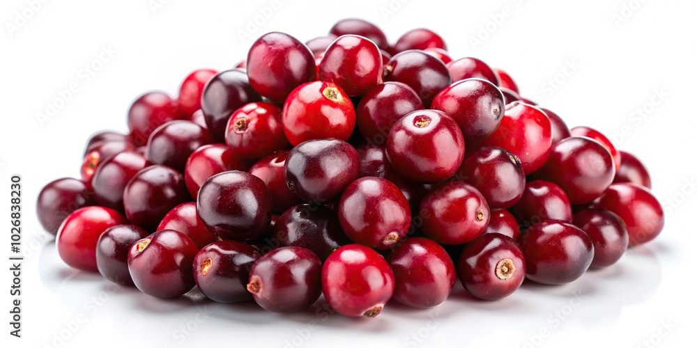 Fototapeta premium Cranberries in extreme close-up on white surface
