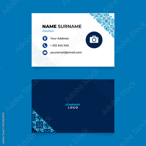 Oriental Name Card Design with Diagonal Ornament