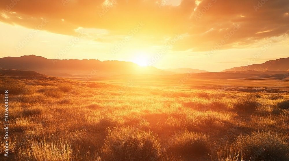 Obraz premium Golden Sunrise over Serene Landscape