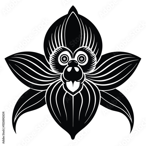 Monkey Orchid Vector Art Design.