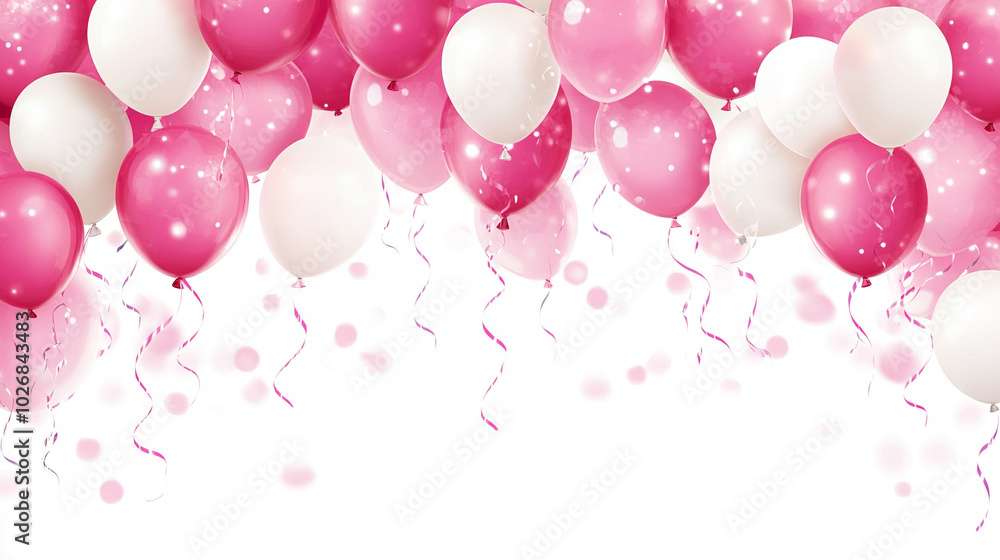 Celebration party banner with pink and white color balloons background. Celebration party banner with pink and white color balloons background.