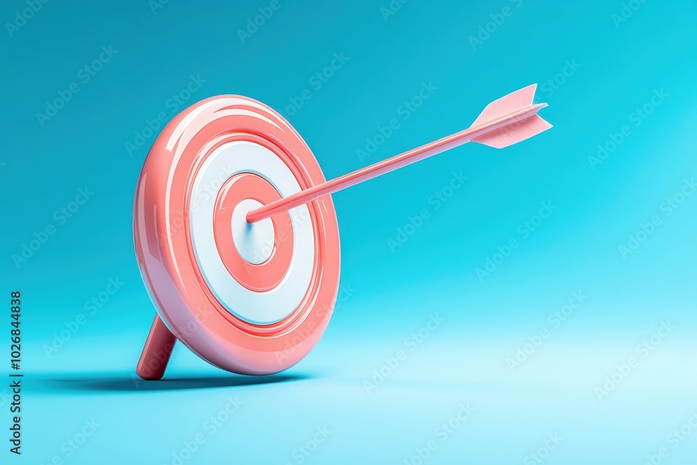 Target with arrow on blue background, symbolizing goals and achievements. Target with arrow on blue background, symbolizing goals and achievements.
