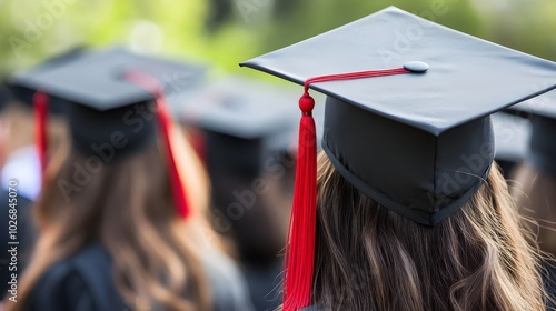 Close Up View of Graduates in Caps and Gowns