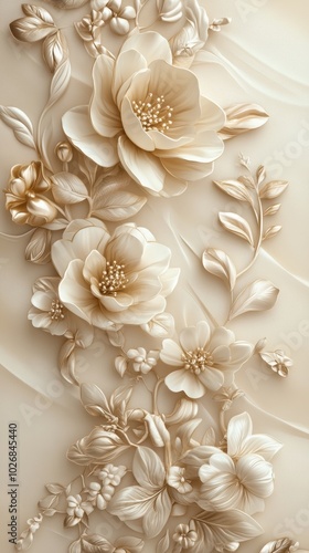 Elegant Floral Relief on Neutral Background