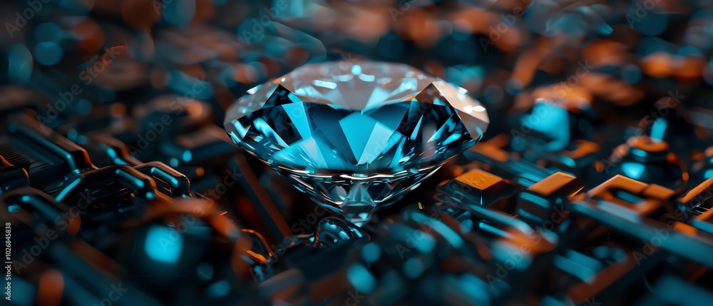A massive diamond floating above a futuristic city, glowing with vibrant neon lights and holograms, cyberpunk aesthetic, A massive diamond floating above a futuristic city, glowing with vibrant neon lights and holograms, cyberpunk aesthetic,