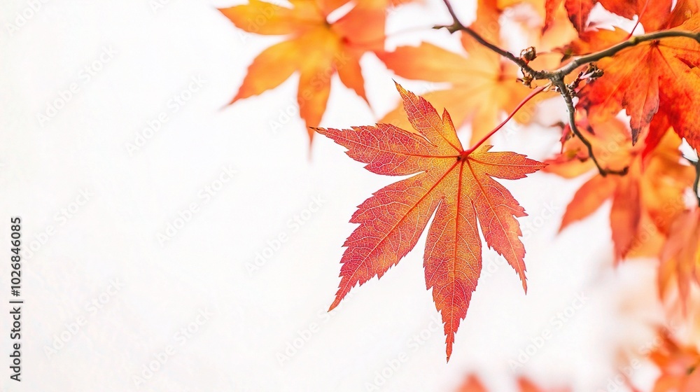 Vibrant Autumn Leaf in Brilliant Orange Hue Vibrant Autumn Leaf in Brilliant Orange Hue