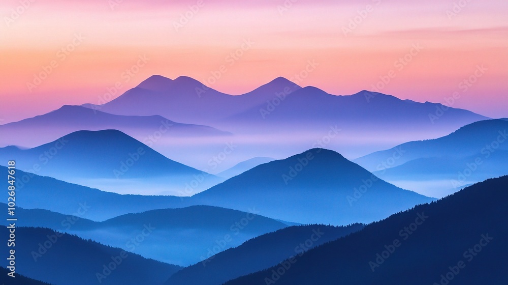 Serene Mountain Landscape at Sunrise Serene Mountain Landscape at Sunrise