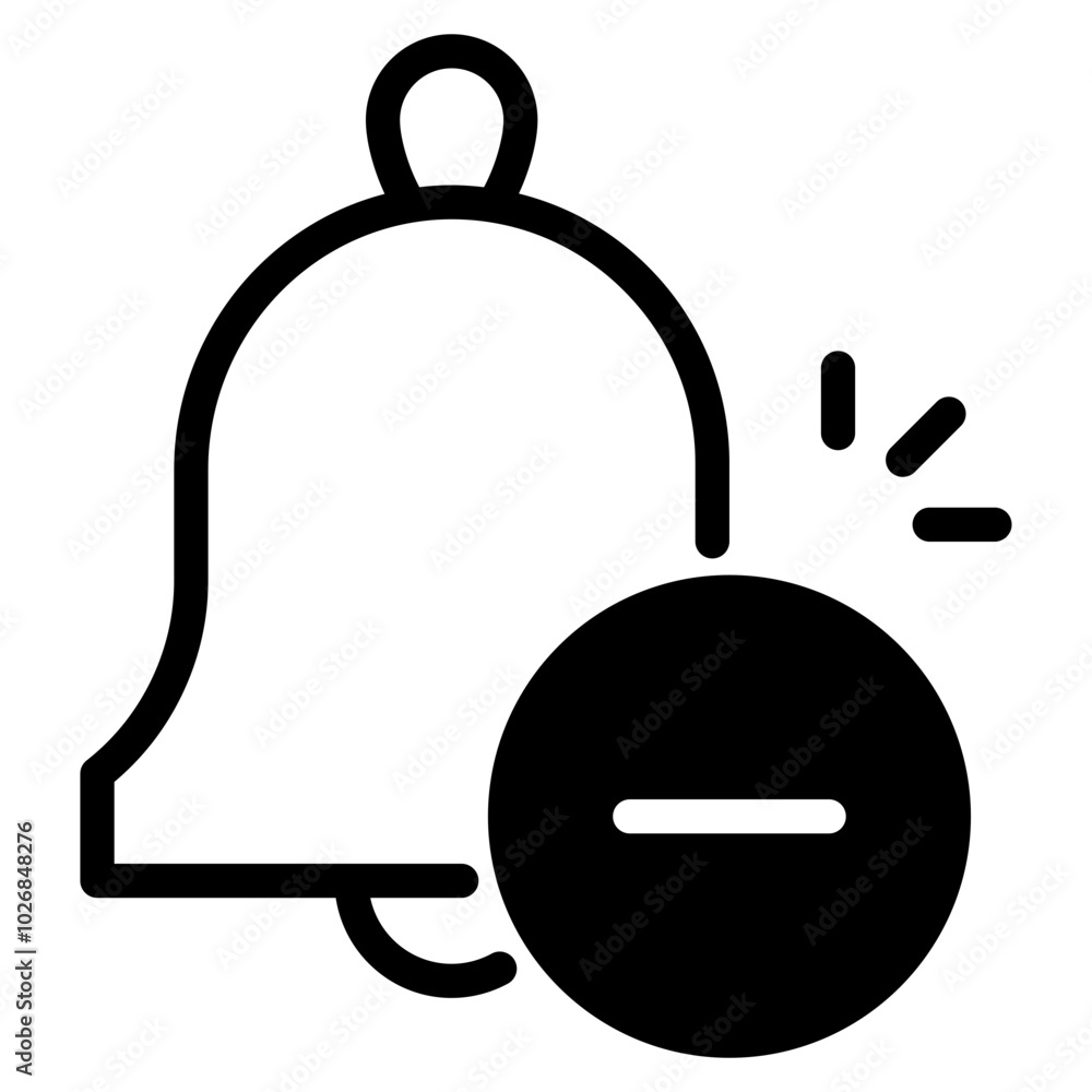 notification bell with minus sign icon notification bell with minus sign icon