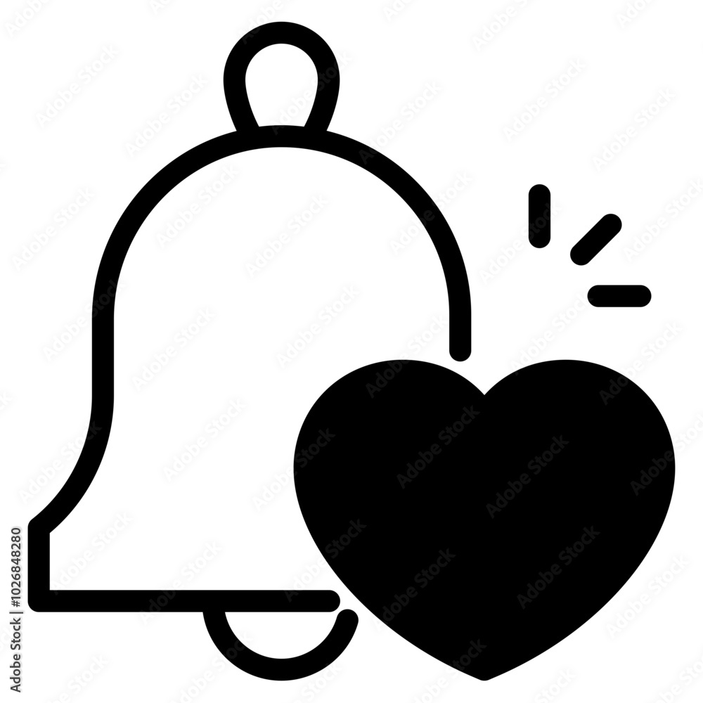 notification bell with heart icon notification bell with heart icon