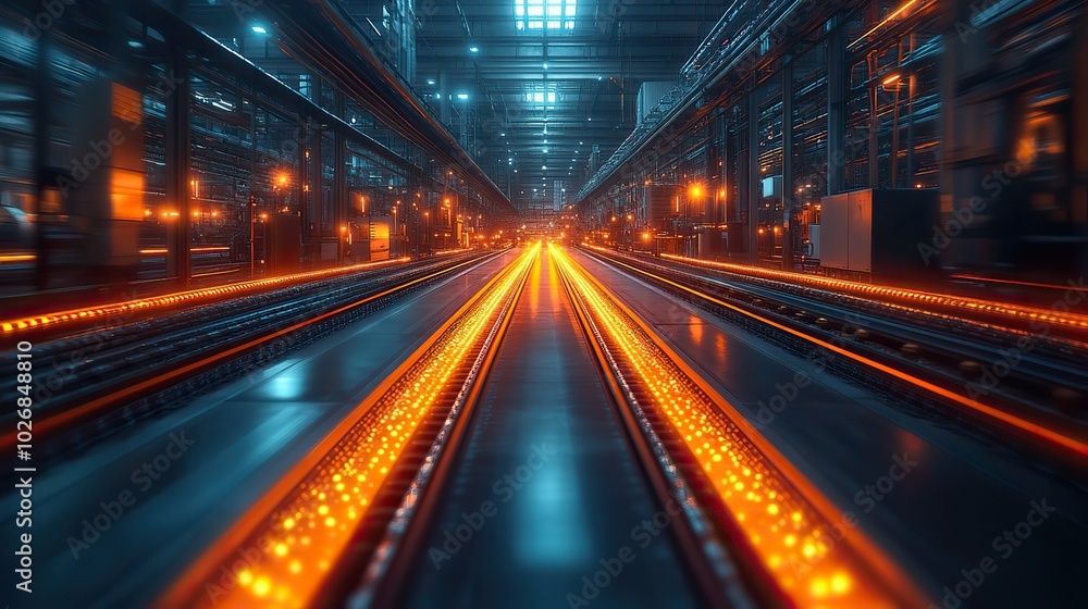 A smart industry concept featuring high-speed technology, captured in an abstract motion blur effect. A smart industry concept featuring high-speed technology, captured in an abstract motion blur effect.