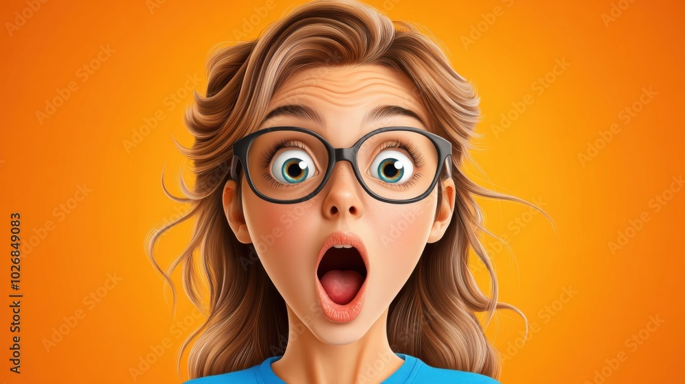 Surprise Expression on a Young Woman's Face Surprise Expression on a Young Woman's Face