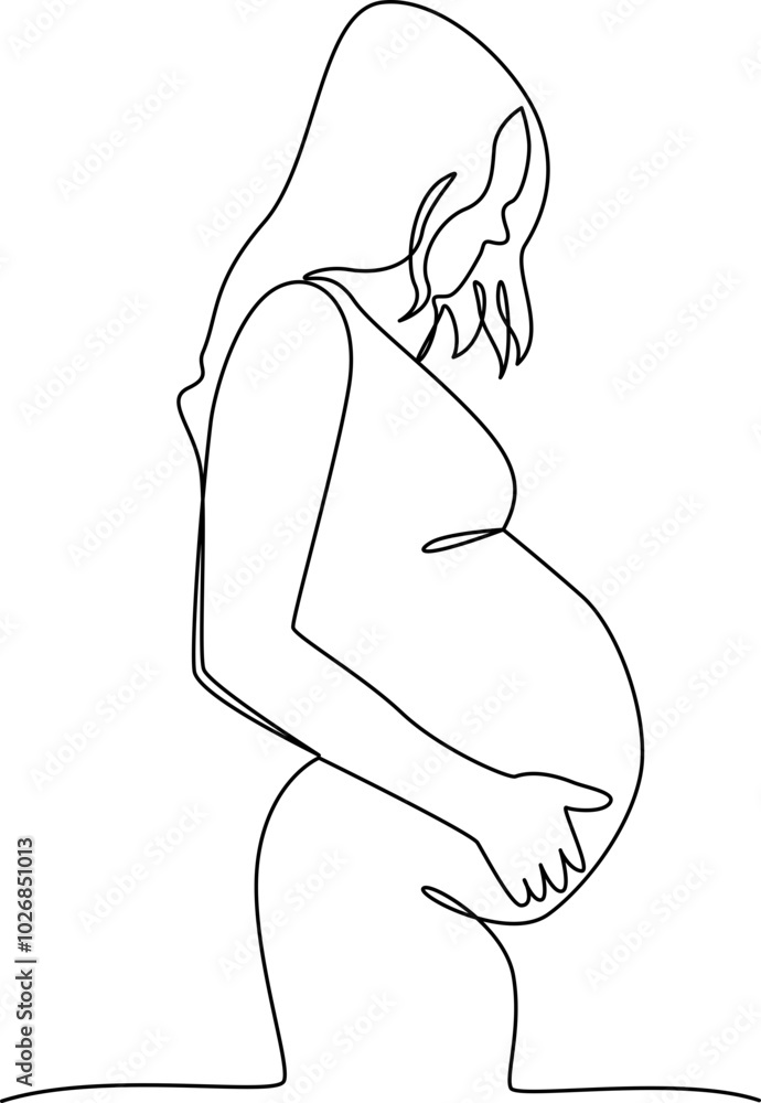Pregnant woman one line art vector Pregnant woman one line art vector