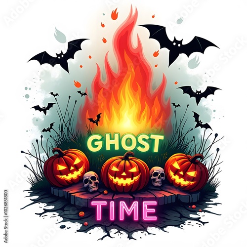 Halloween Ghost Time T-shirt Design