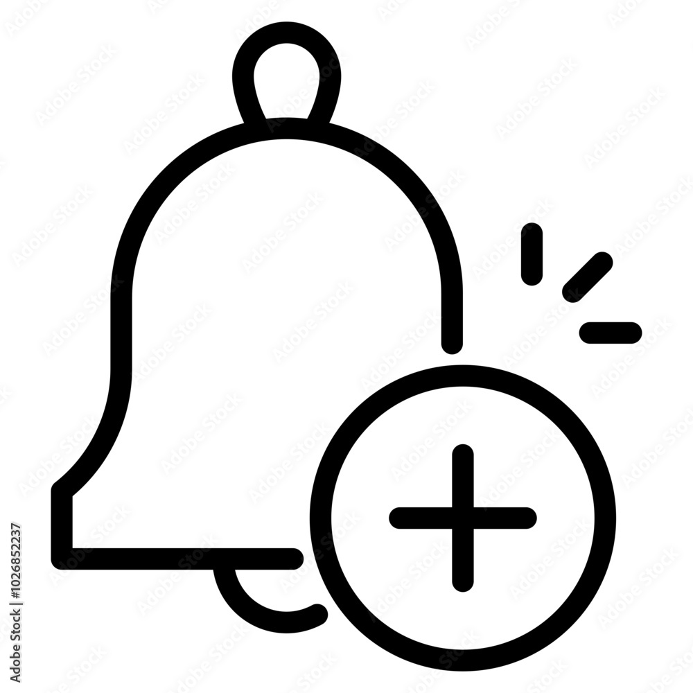 Obraz premium notification bell with plus sign icon