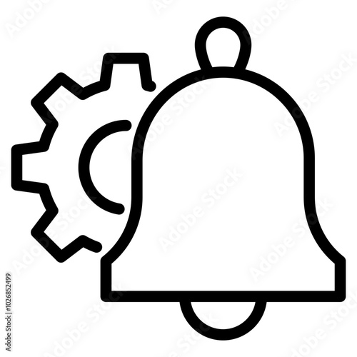 notification management icon, bell with gear icon