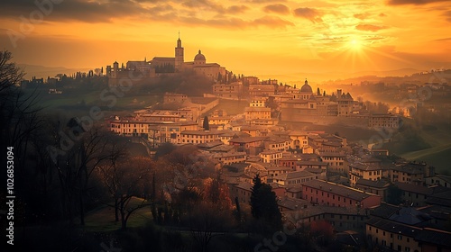 Panoramic view of Rome, Italy. The streets of the old city. photo