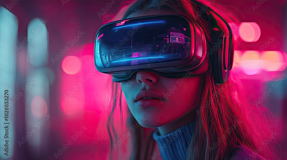 A teenage girl enjoying a VR sports game in a 3D cyber space with futuristic neon lights, blending fun with advanced digital technology. A teenage girl enjoying a VR sports game in a 3D cyber space with futuristic neon lights, blending fun with advanced digital technology.