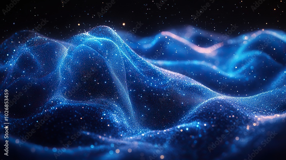 A textured gradient background with blue wave light screens, abstractly representing AI technology and big data. A textured gradient background with blue wave light screens, abstractly representing AI technology and big data.