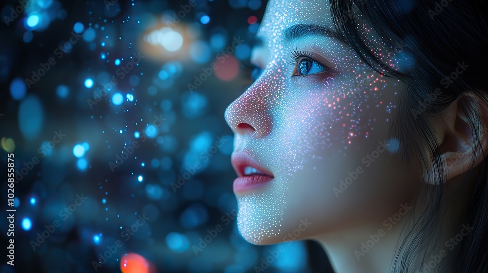 A voice recognition technology concept, illustrated with a close-up of a woman speaking into her mobile phone, highlighting advancements in communication. A voice recognition technology concept, illustrated with a close-up of a woman speaking into her mobile phone, highlighting advancements in communication.