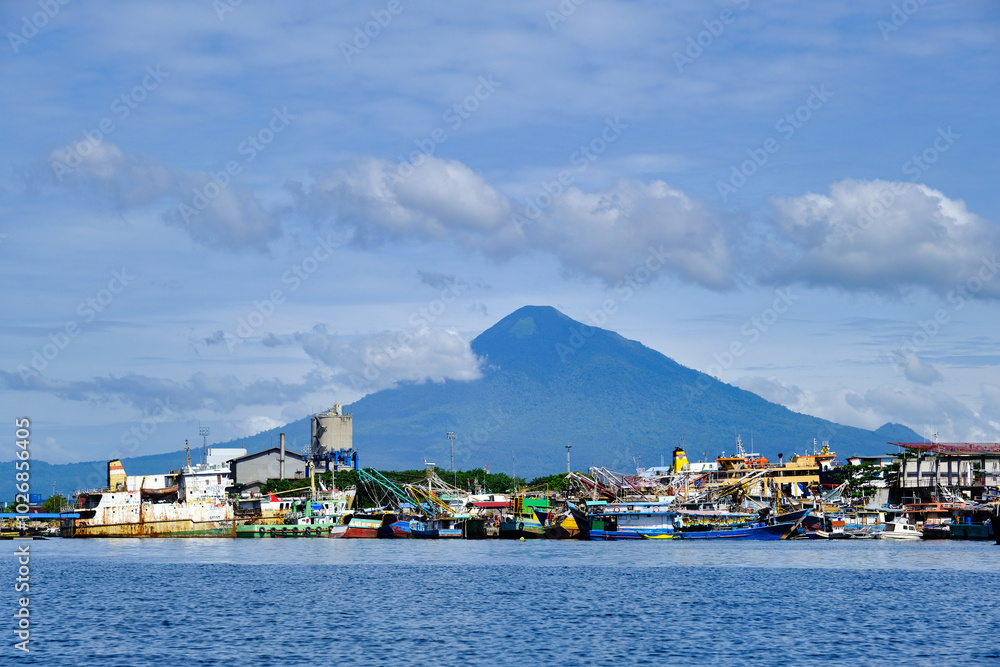 Indonesia Bitung - View to Bitung city harbor Indonesia Bitung - View to Bitung city harbor