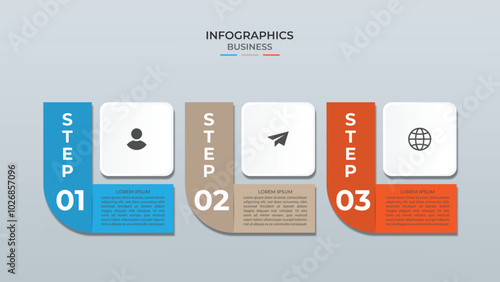 Business infographic template with 3 options or steps