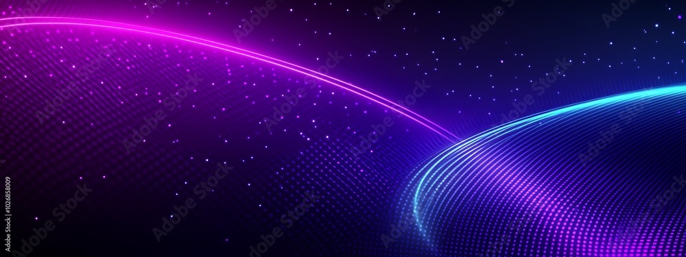 Fototapeta premium Abstract background with glowing pink and blue lines on a dark background.