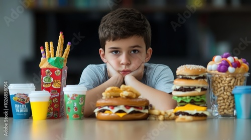 Teenager with Unhealthy Diet Choices and Obesity Risk photo