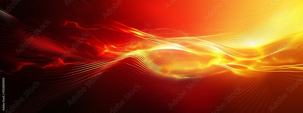 Abstract background with glowing waves of red and yellow light. Abstract background with glowing waves of red and yellow light.