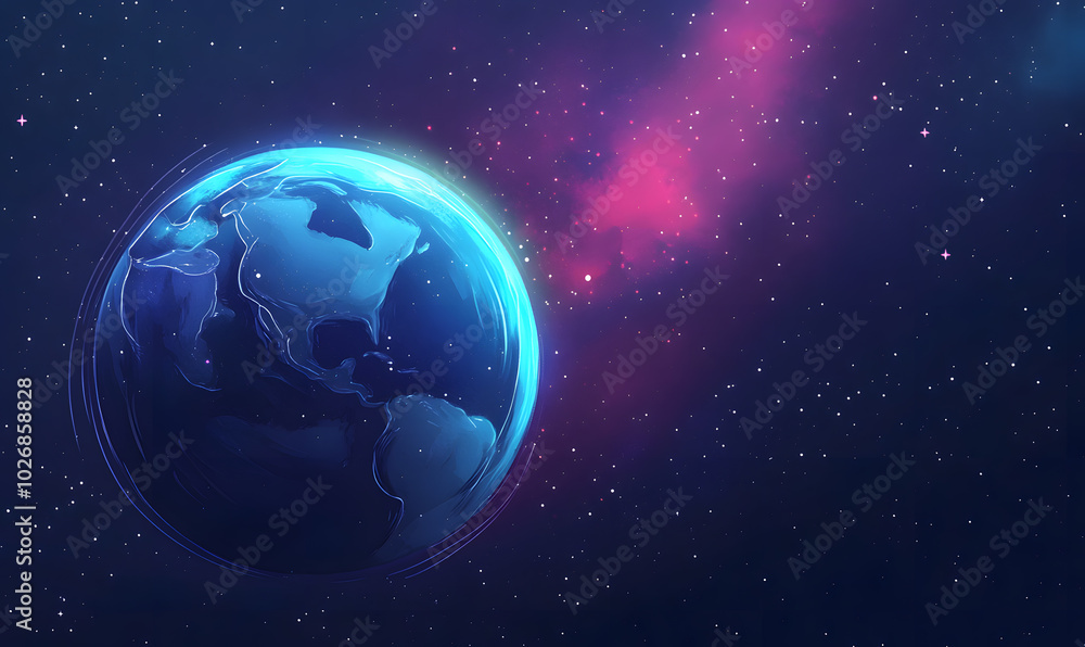 Fototapeta premium graphics of space, planets, and astronauts on a white background.