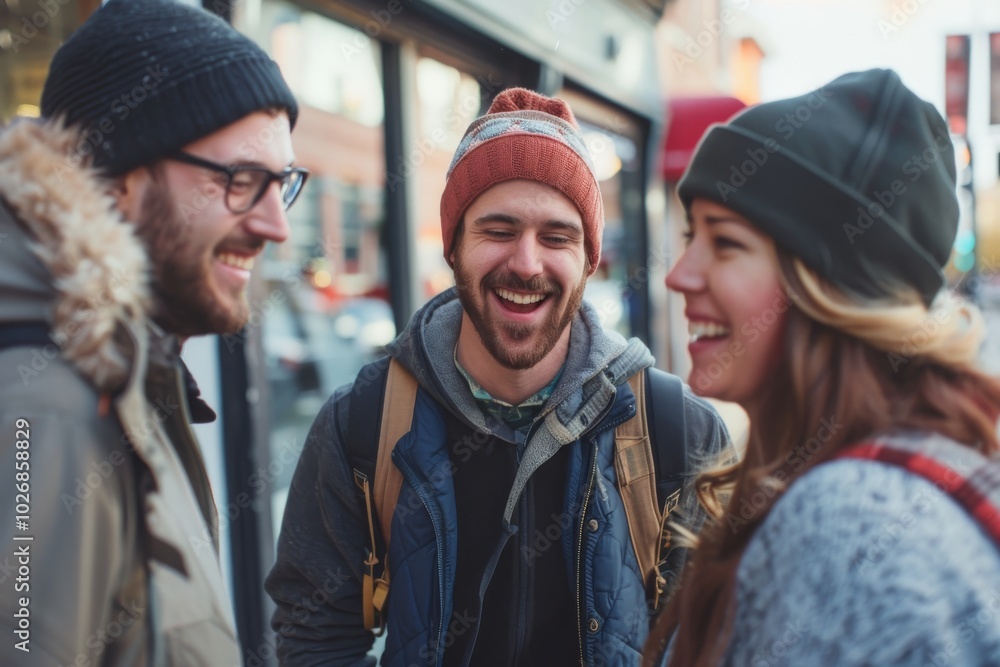 Group of friends having fun in the city. Smiling people having fun outdoors. Group of friends having fun in the city. Smiling people having fun outdoors.