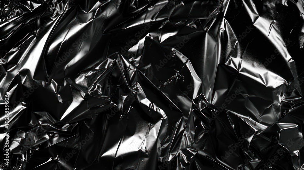 black and white portrait of plastic wrap, dark background black and white portrait of plastic wrap, dark background