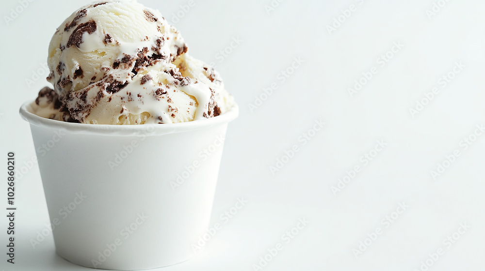 Ice cream in a cup with melted edges and creamy texture Ice cream in a cup with melted edges and creamy texture