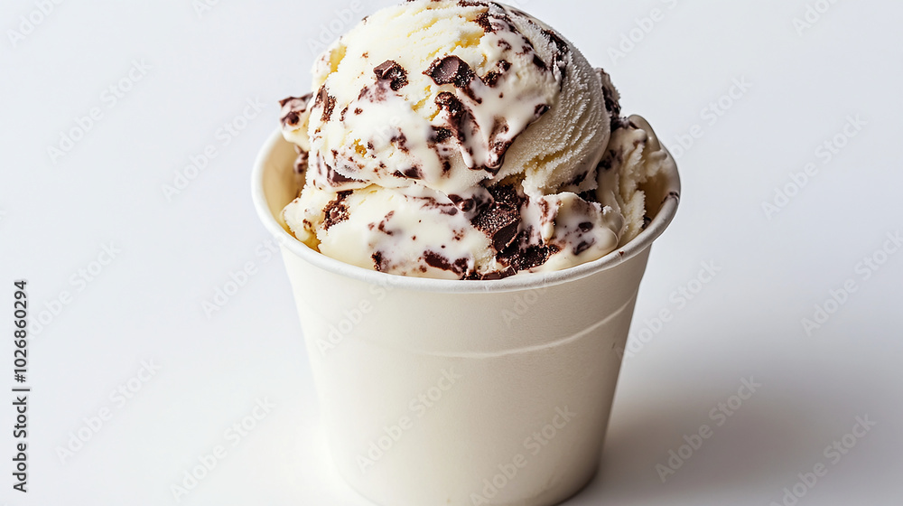 Ice cream in a cup with melted edges and creamy texture Ice cream in a cup with melted edges and creamy texture