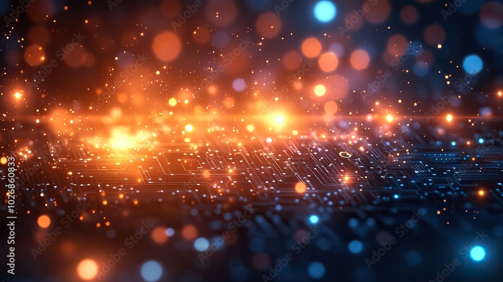 An abstract background featuring white circles and circuit board designs highlights high-tech digital communication and connectivity. An abstract background featuring white circles and circuit board designs highlights high-tech digital communication and connectivity.
