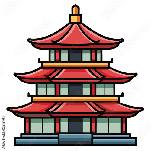 Traditional Japan pagoda vector illustration isolated on a white background