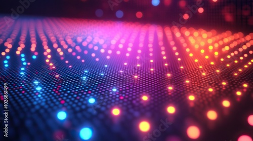 Wallpaper Mural An abstract LED screen effect showcases blurred lights, emphasizing futuristic technology aesthetics. Torontodigital.ca