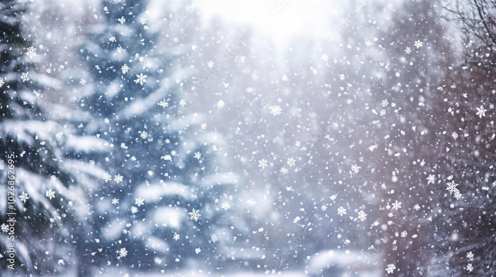 Obraz premium Snow Falling in Winter Landscape