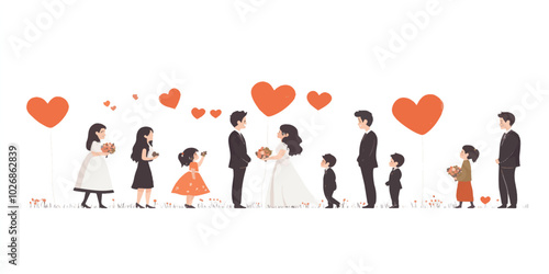 vector happy couple and child with love flat design